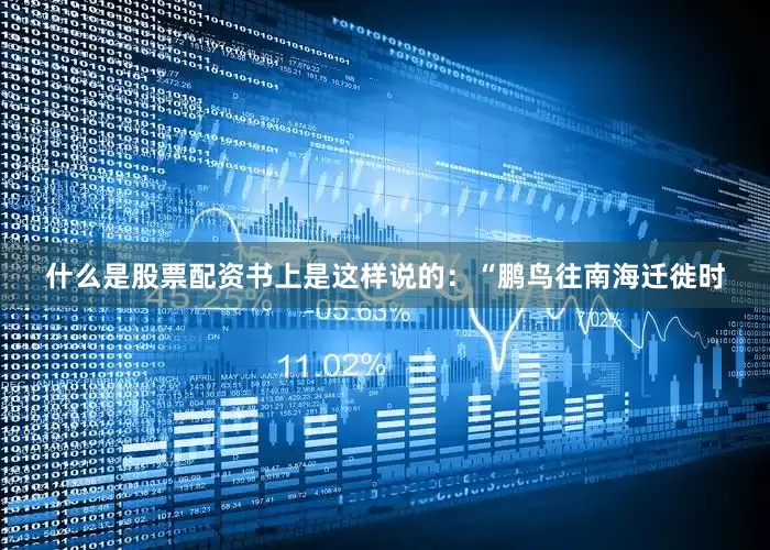 什么是股票配资书上是这样说的：“鹏鸟往南海迁徙时